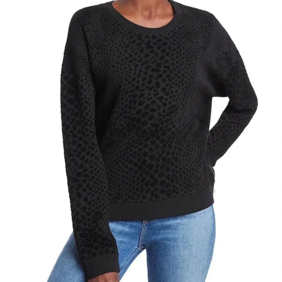 Rails | Marlo tonal flocked velvet cobra sweatshirt top Women’s size XS Zippers - Picture 1 of 9
